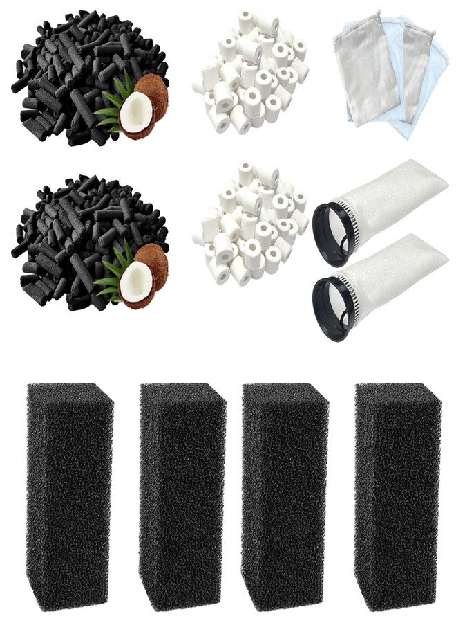 beaufan 14 PCS Filter Media Maintenance Set Replacement for Waterbox AIO 20 CUBE and AIO 25 PENINSULA Aquarium Filters, Includes 2.75 Inch Filter Socks, Carbon Pellets, Ceramic Rings, AIO Filter Sponges - Image 1